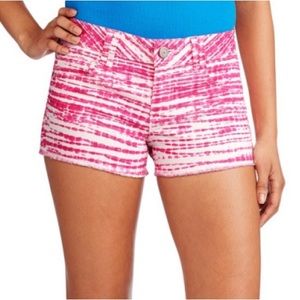 L.E.I. Juniors Pink Printed Lowrise Denim Shorts - Like New